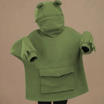 Army Green harajuku women hoodie frog pullover wint variants 5 - Karl Jacobs Shop