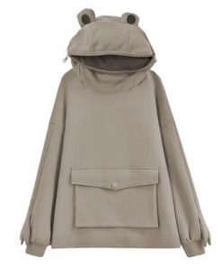 Brown harajuku women hoodie frog pullover wint variants 2 - Karl Jacobs Shop