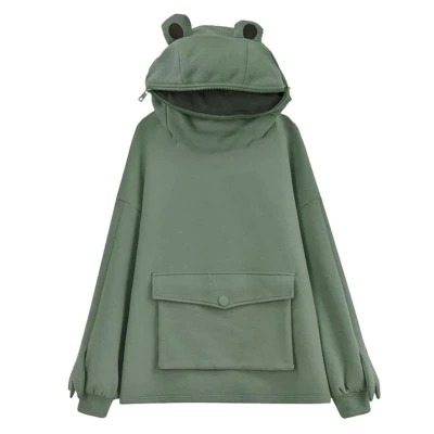 green harajuku women hoodie frog pullover wint variants 4 - Karl Jacobs Shop